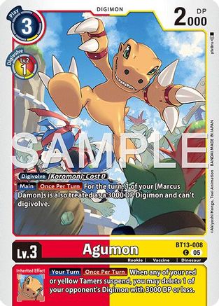 Agumon - BT13-008 (Reprint) (BT13-008) - Advanced Booster Digimon Generation Foil