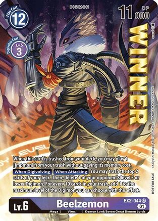 Beelzemon (Beelzemon Cup Store Winner) (EX2-044) - Starter Deck 14: Beelzemon Advanced Deck Set Pre-Release Cards Foil