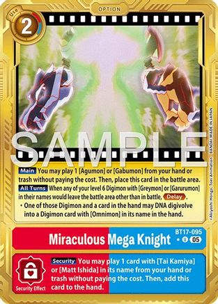 Miraculous Mega Knight (Gold Border) (BT17-095) - Advanced Booster Digimon Generation Foil