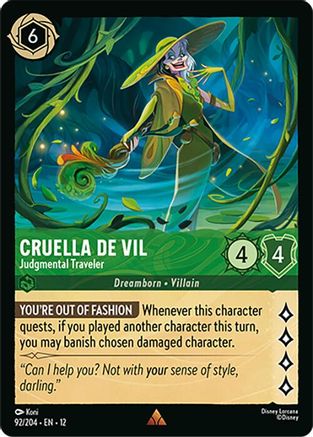 Cruella De Vil - Judgmental Traveler (92/204) - Wilds Unknown Cold Foil