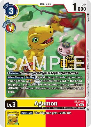 Agumon (Welcome Tamers Pack Vol.2) (ST24-04) - Starter Deck 24: Data Squad Release Event Cards Foil