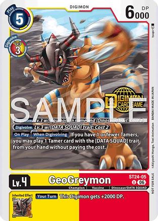 GeoGreymon (Welcome Tamers Pack Vol.2) (ST24-05) - Starter Deck 24: Data Squad Release Event Cards Foil