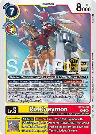RizeGreymon (Welcome Tamers Pack Vol.2) (ST24-06) - Starter Deck 24: Data Squad Release Event Cards Foil