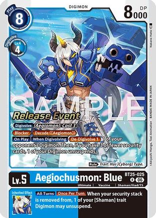 Aegiochusmon: Blue (BT25-025) - Dual Revolution Release Event Cards Foil
