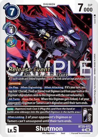 Shutmon (BT25-072) - Dual Revolution Release Event Cards Foil