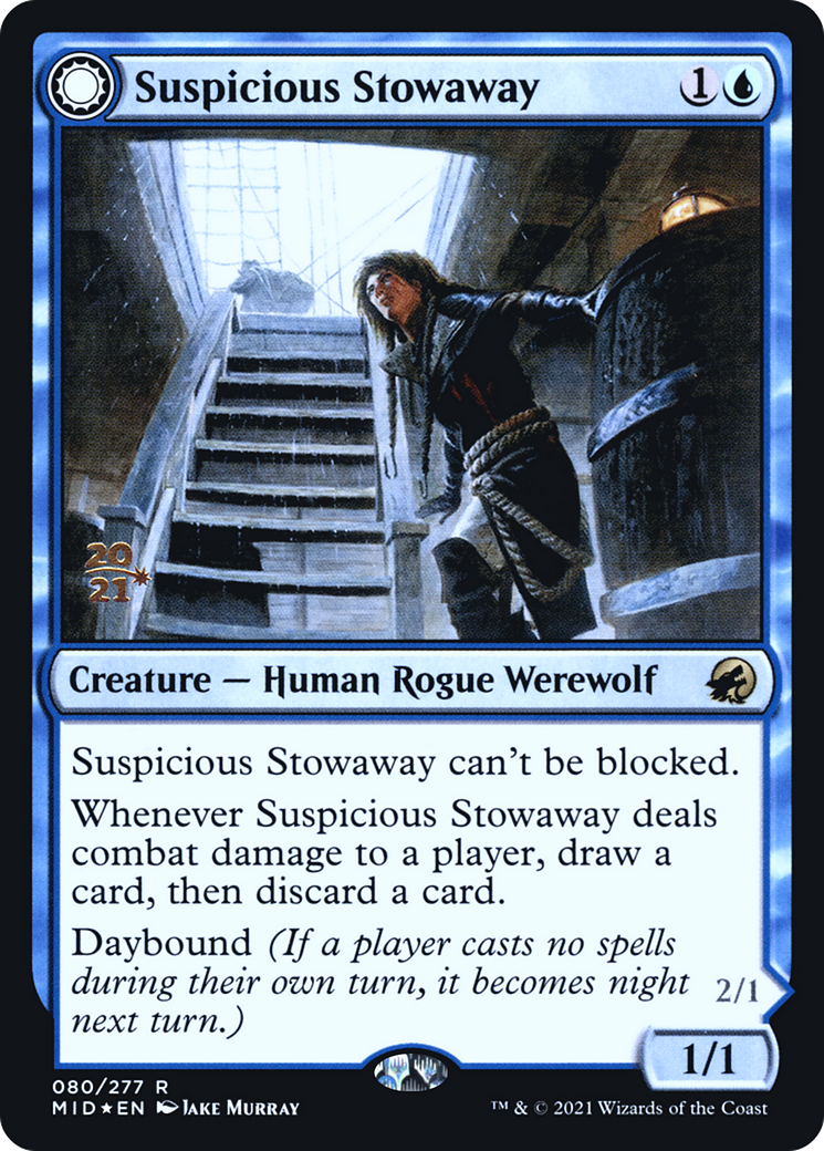 Suspicious Stowaway (PRE-80S) - Innistrad: Midnight Hunt Promos: (Double Faced Transform) Foil