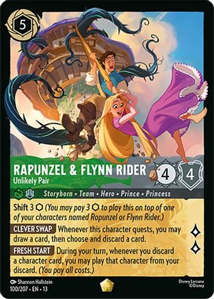 Rapunzel & Flynn Rider - Unlikely Pair (100/204) - Attack of the Vine Cold Foil