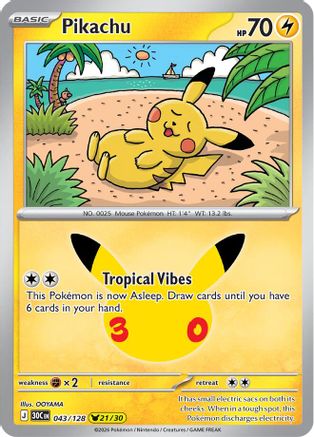 Pikachu 043/128  - Holofoil ME 30th Celebration - None