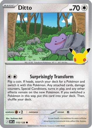 Ditto 115/128  - Holofoil ME 30th Celebration - Common