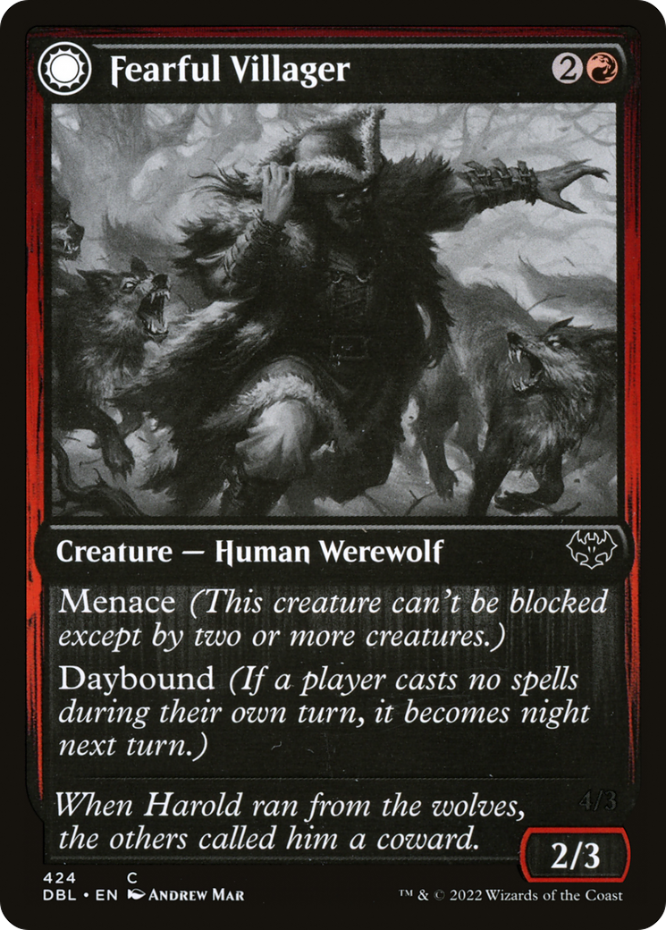 Fearful Villager (DBL-424) - Innistrad: Double Feature: (Double Faced Transform)