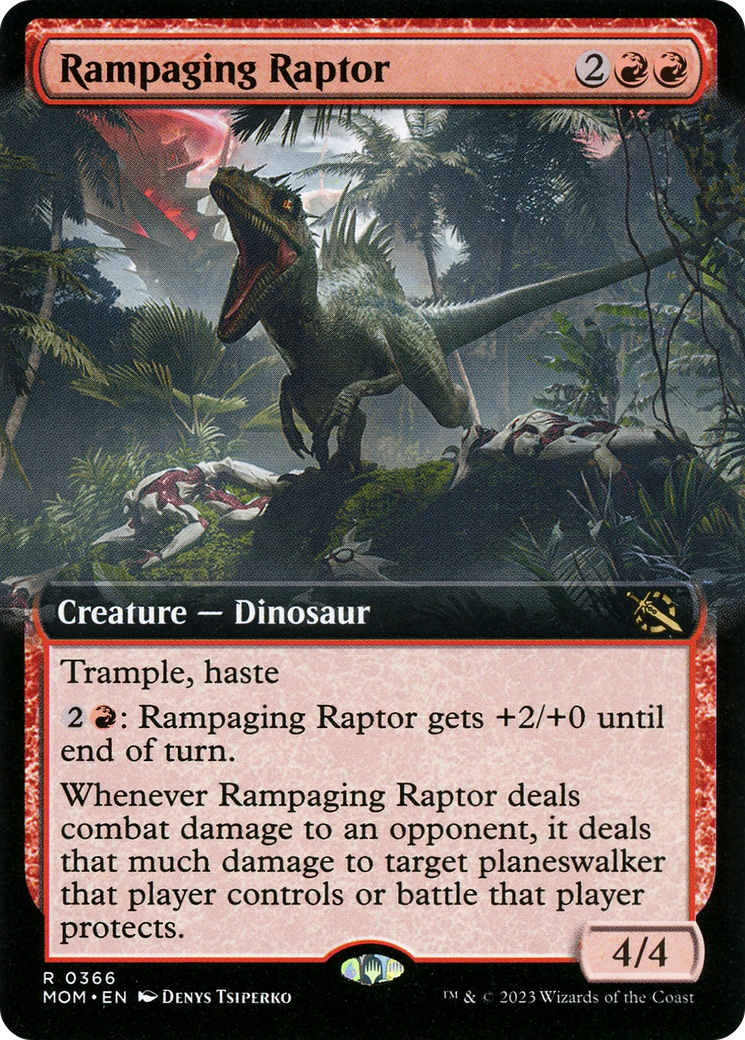 Rampaging Raptor (Extended Art) (MOM-366) - March of the Machine: (Extended Art) Foil