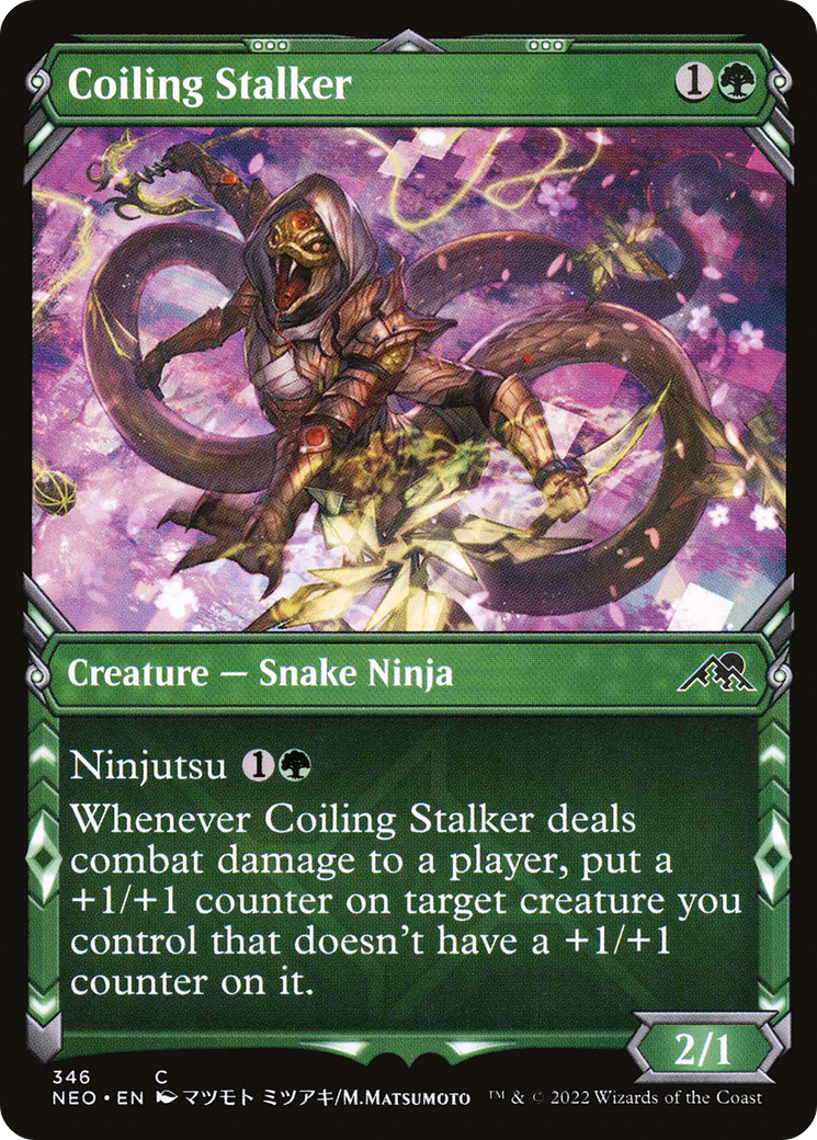 Coiling Stalker (Showcase) (NEO-346) - Kamigawa: Neon Dynasty: (Showcase) Foil