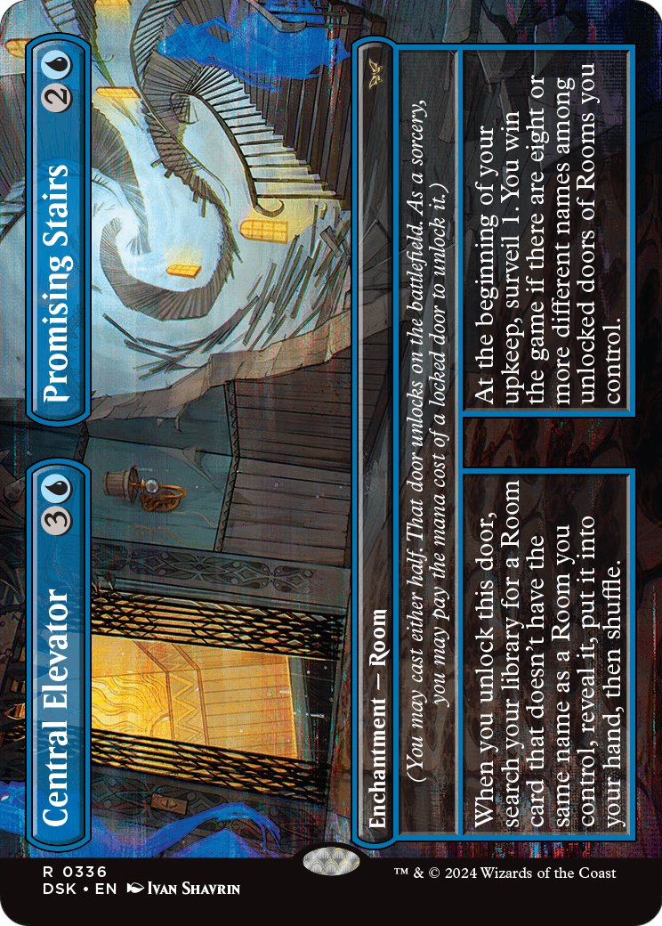 Central Elevator // Promising Stairs (Borderless) (DSK-336) - Duskmourn: House of Horror Foil