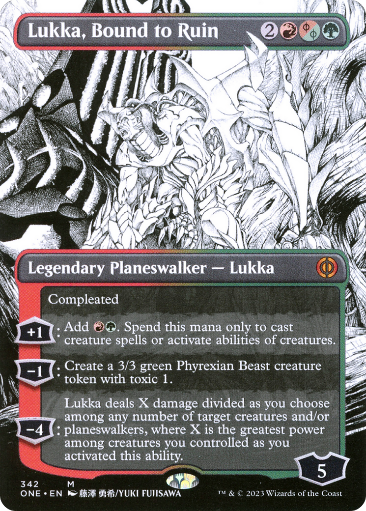 Lukka, Bound to Ruin (Borderless) (ONE-342) - Phyrexia: All Will Be One: (Showcase)