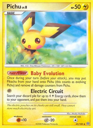 Pichu 045/100  - Reverse Holofoil Stormfront - Uncommon