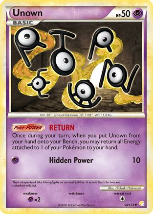 Unown (54) (54) 054  - Reverse Holofoil HeartGold SoulSilver - Uncommon