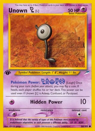 Unown [L] 086  - 1st Edition Neo Destiny - Common