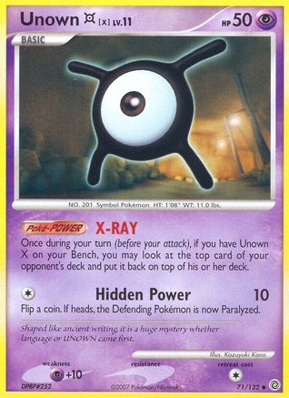Unown [X] 071  - Reverse Holofoil Secret Wonders - Uncommon