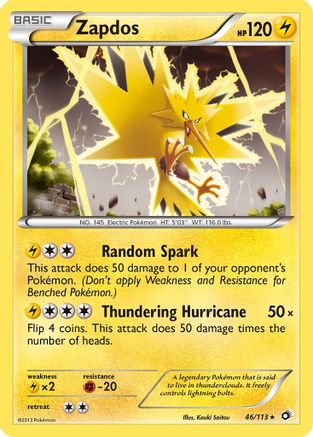Zapdos 046  - Holofoil Legendary Treasures - Holo Rare