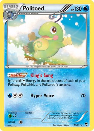 Politoed 018  - Reverse Holofoil XY  Furious Fists - Rare