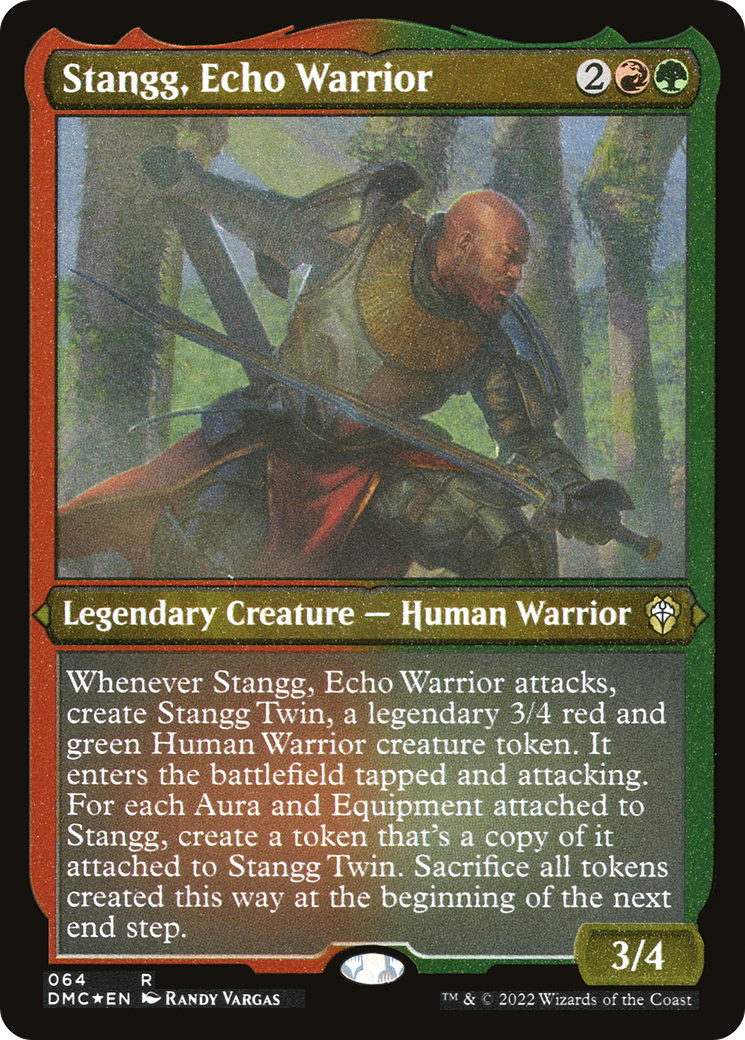 Stangg, Echo Warrior (Foil Etched) (DMC-064) - Dominaria United Commander Foil