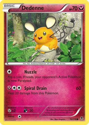 Dedenne 070  - Reverse Holofoil XY  Phantom Forces - Common
