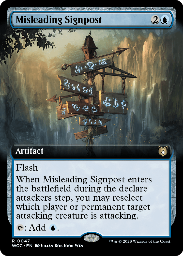 Misleading Signpost (Extended Art) (WOC-047) - Wilds of Eldraine Commander: (Extended Art)