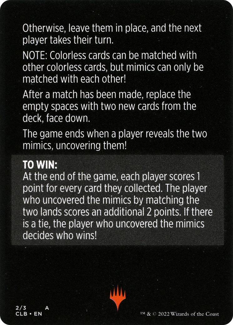 Mimic Match // Mimic Match (cont'd) (MCLB-002) - Commander Legends: Battle for Baldur's Gate Minigames