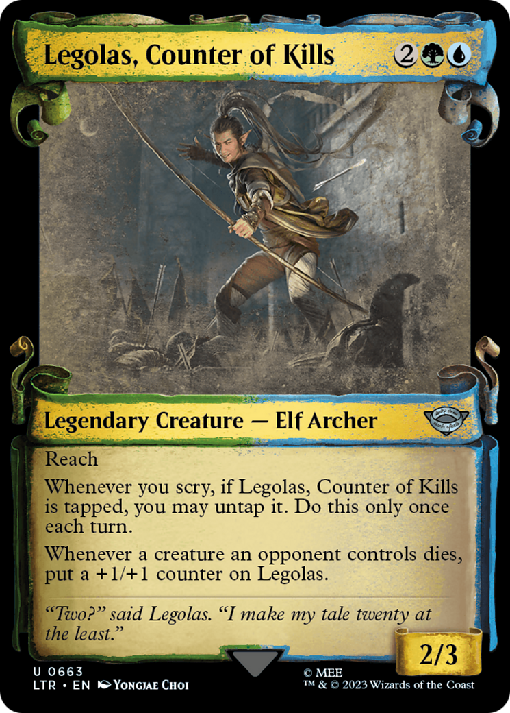 Legolas, Counter of Kills (Showcase Scrolls) (LTR-663) - The Lord of the Rings: Tales of Middle-earth: (Showcase) Foil