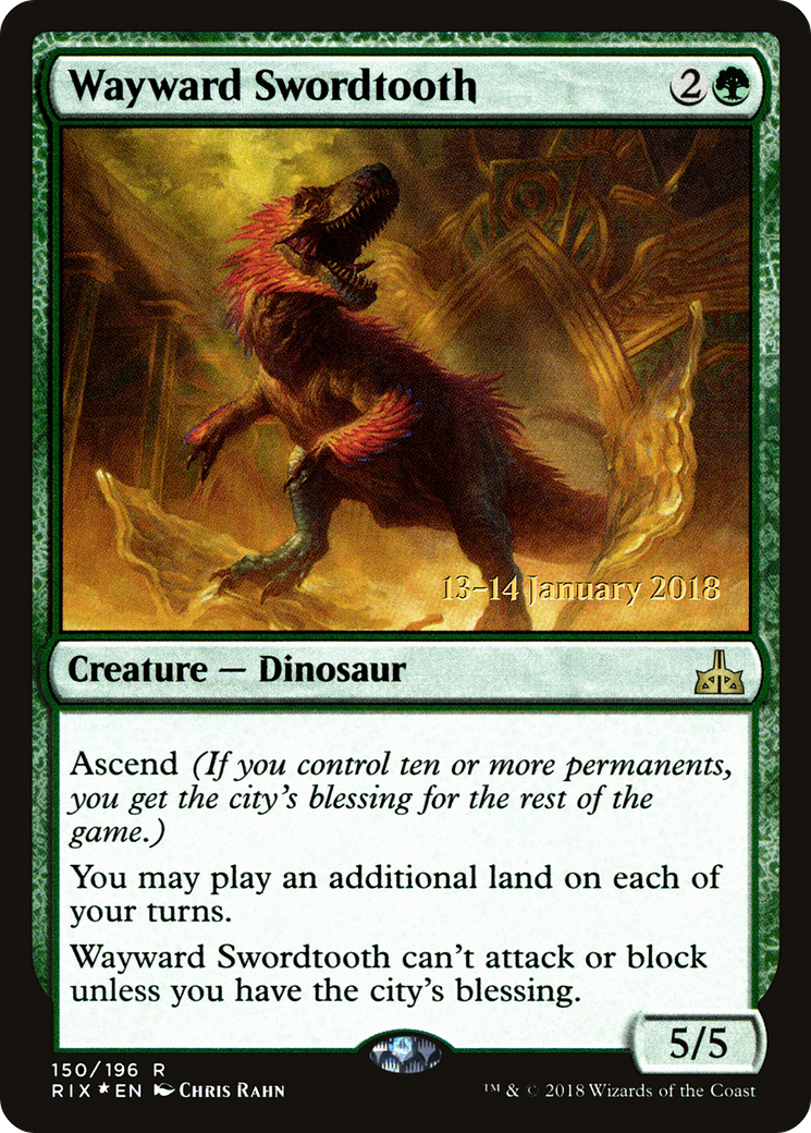 Wayward Swordtooth (PRE-150S) - Rivals of Ixalan Promos Foil