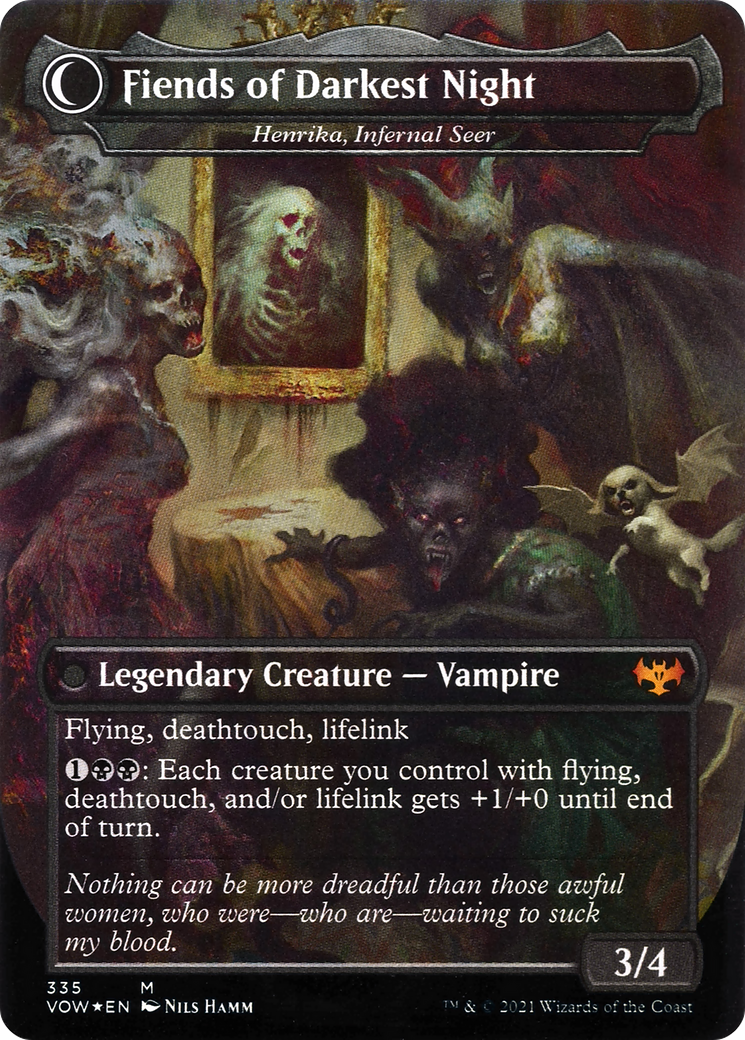The Three Weird Sisters - Henrika Domnathi (VOW-335) - Innistrad: Crimson Vow: (Double Faced Transform) (Borderless) Foil