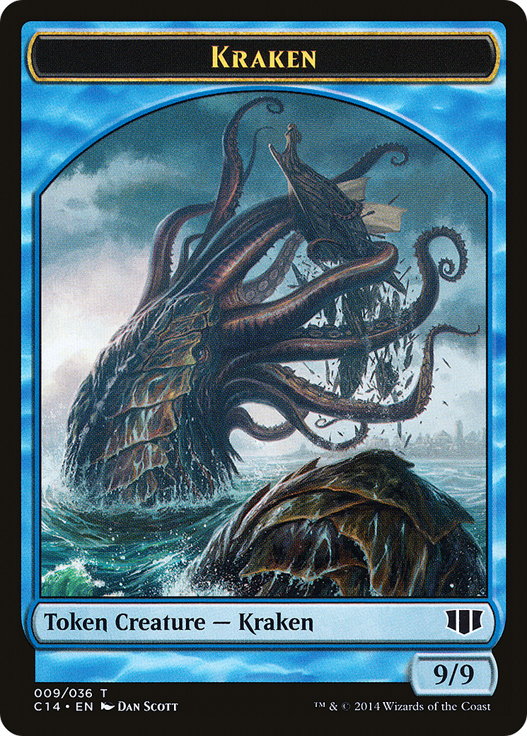 Kraken // Zombie (Blue) Double-sided Token (C14-9 // 11) - Commander 2014 Tokens