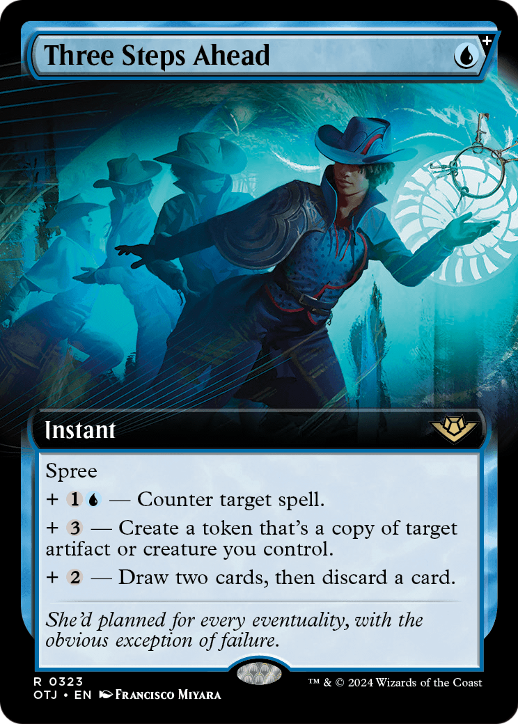Three Steps Ahead (Extended Art) (OTJ-323) - Outlaws of Thunder Junction: (Extended Art, spree) Foil