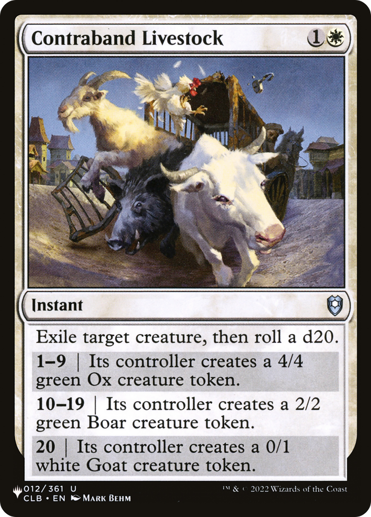 Contraband Livestock (LIST-CLB-12) - The List