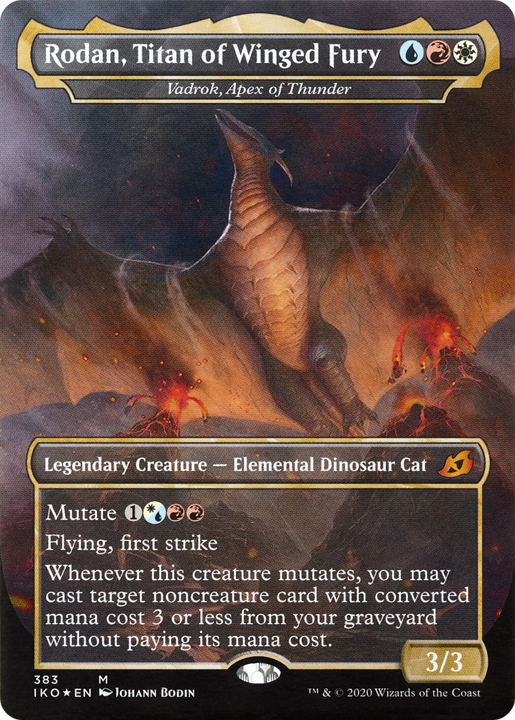 Rodan, Titan of Winged Fury - Vadrok, Apex of Thunder (IKO-383) - Ikoria: Lair of Behemoths / Rodan, Titan of Winged Fury (Borderless) Foil