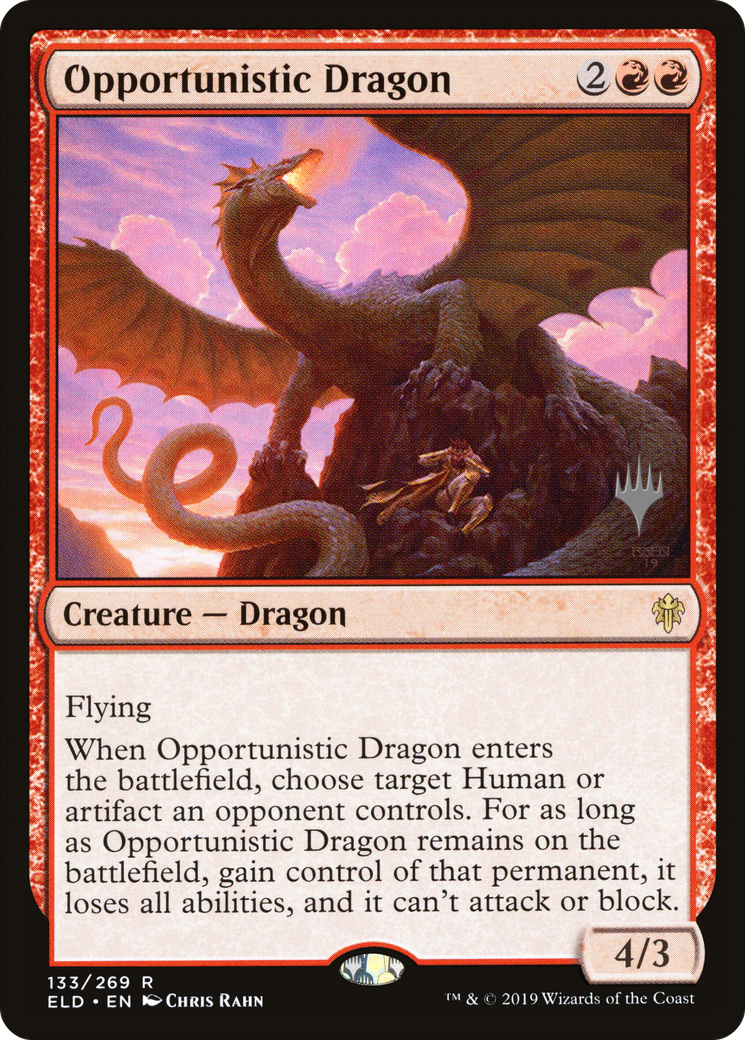 Opportunistic Dragon (PPELD-133) - Throne of Eldraine Promos Foil