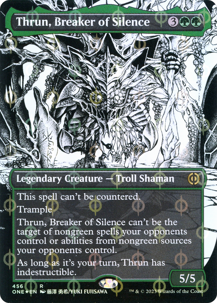 Thrun, Breaker of Silence (Borderless) (Step-and-Compleat Foil) (ONE-456) - Phyrexia: All Will Be One: (Showcase) Foil