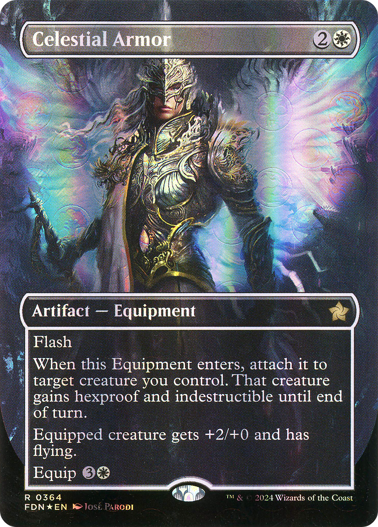 Celestial Armor (Borderless) (Mana Foil) (FDN-364) - Foundations Foil