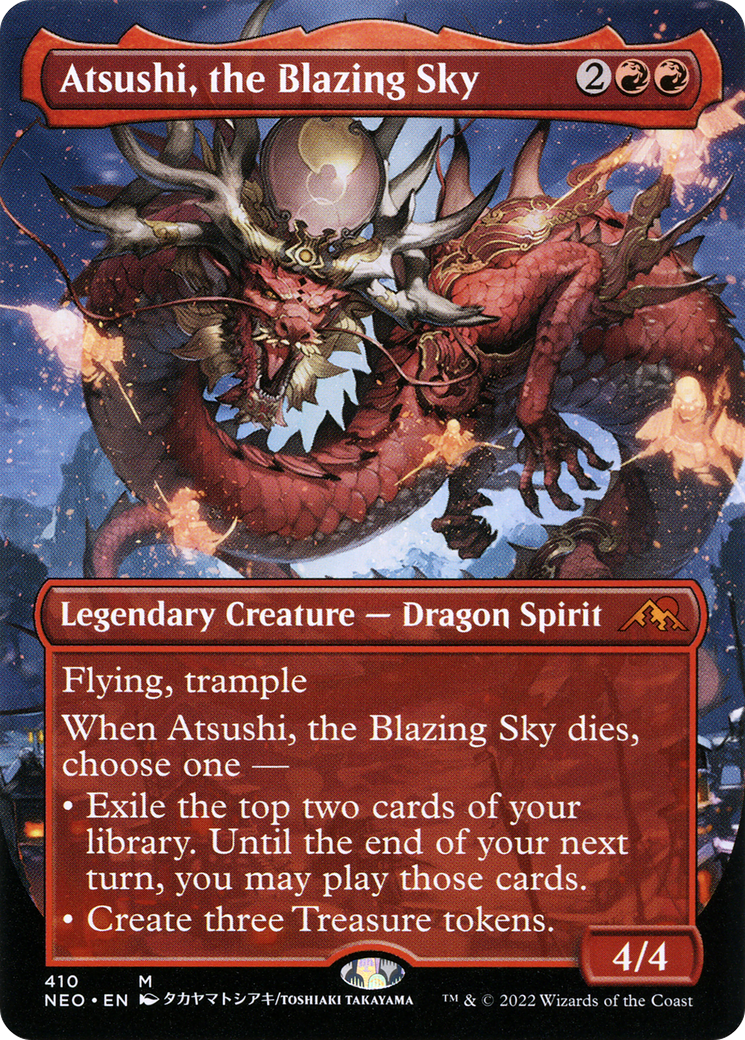 Atsushi, the Blazing Sky (Borderless) (NEO-410) - Kamigawa: Neon Dynasty Foil