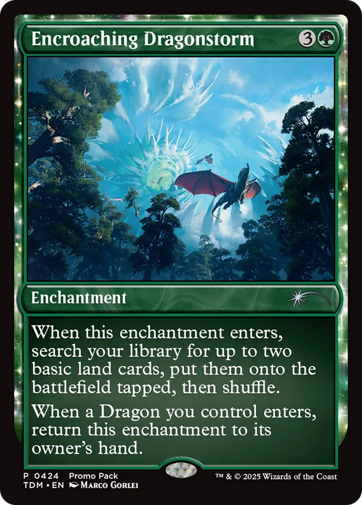 Encroaching Dragonstorm (PPTDM-424) - Promo Pack: Tarkir: Dragonstorm: (enchantment) Foil