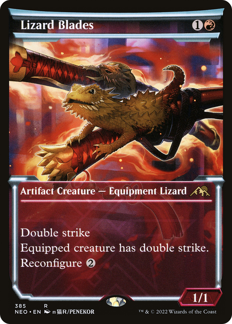 Lizard Blades (Showcase) (NEO-385) - Kamigawa: Neon Dynasty: (Showcase) Foil