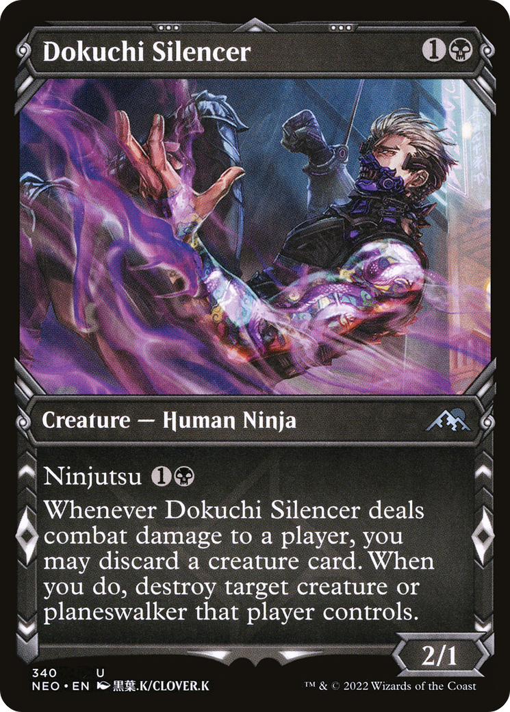 Dokuchi Silencer (Showcase) (NEO-340) - Kamigawa: Neon Dynasty: (Showcase) Foil