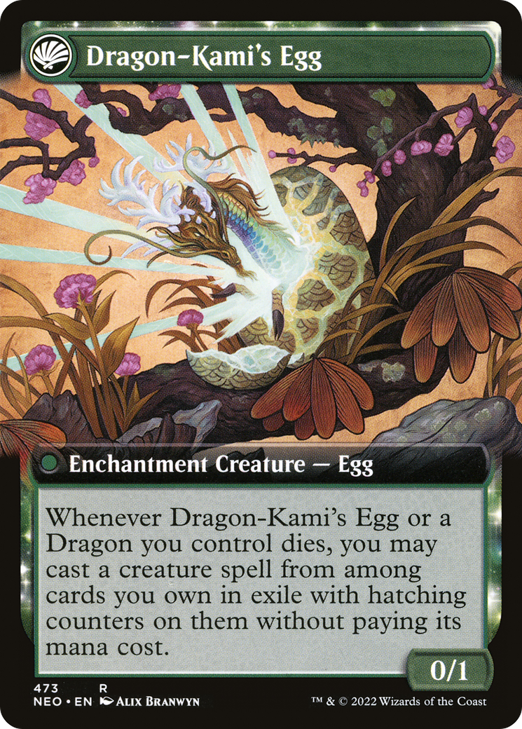 The Dragon-Kami Reborn (Extended Art) (NEO-473) - Kamigawa: Neon Dynasty: (Extended Art, fandfc, enchantment) Foil