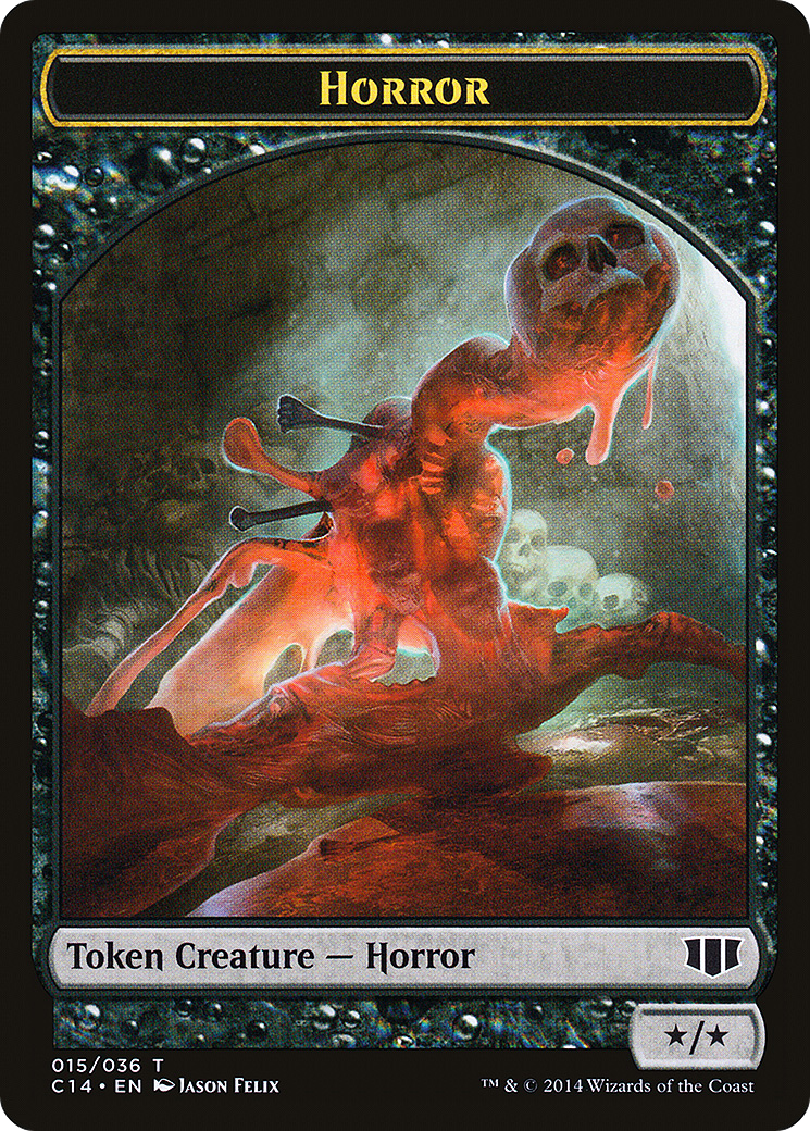 Horror // Zombie (Black) Double-sided Token (C14-15 // 16) - Commander 2014 Tokens