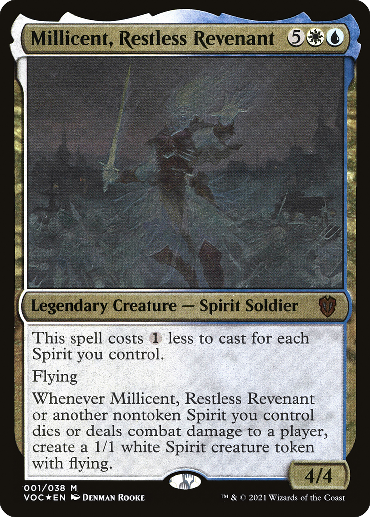 Millicent, Restless Revenant (Display Commander) - Thick Stock (VOC-001) - Crimson Vow Commander Display Commanders Foil